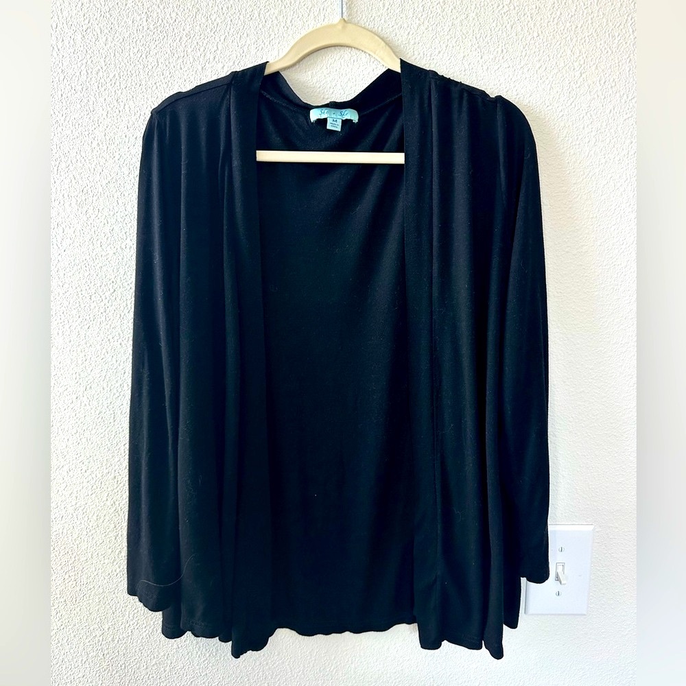 Black Open Front Cardigan